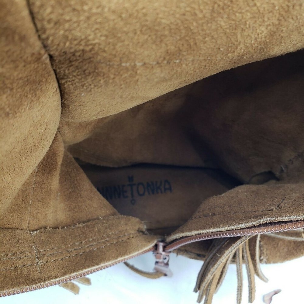 Minnetonka 5 Layer Fringe Boots Womens 7 Brown Suede Leather 1658 - Picture 9 of 9